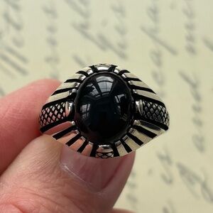 Men's Black Onyx 925 Sterling Silver Ring size 11